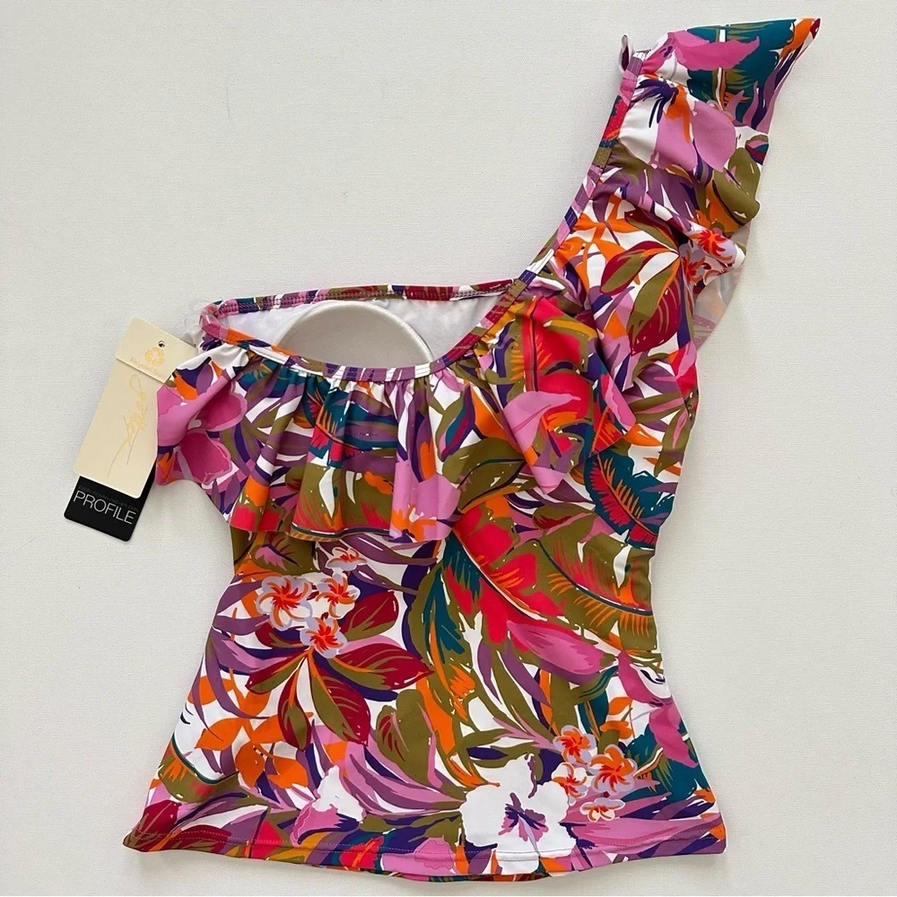 Profile by Gottex Women's One Shoulder Tropikaia Tankini Size 8